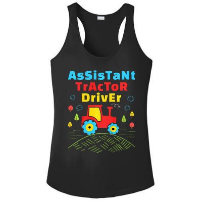 Assistant Tractor Driver Farmer Ladies PosiCharge Competitor Racerback Tank