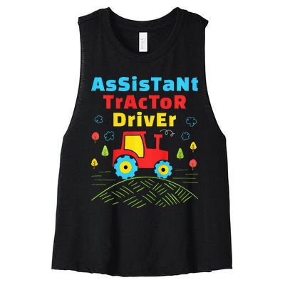 Assistant Tractor Driver Farmer Women's Racerback Cropped Tank