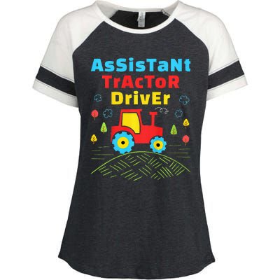 Assistant Tractor Driver Farmer Enza Ladies Jersey Colorblock Tee