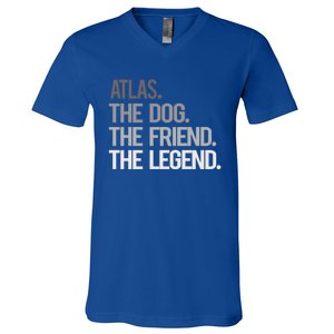 Atlas The Dog The Friend The Legend National Pet Day Gift V-Neck T-Shirt