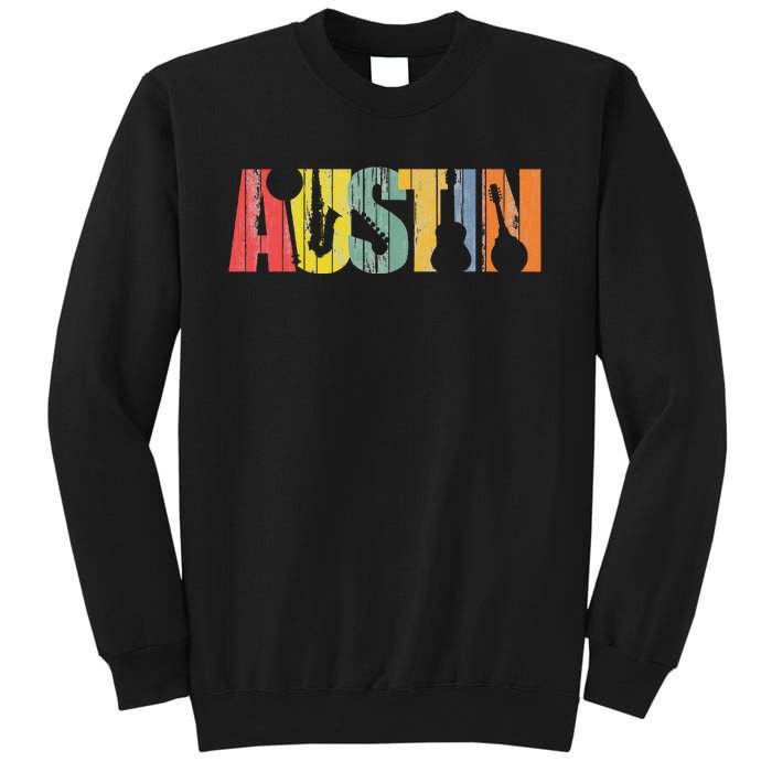 Austin Texas Distressed Vintage Musical Instrument Sweatshirt