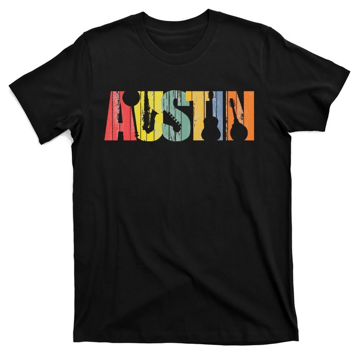 Austin Texas Distressed Vintage Musical Instrument T-Shirt