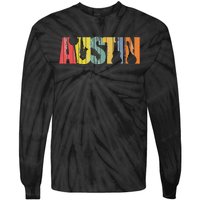 Austin Texas Distressed Vintage Musical Instrument Tie-Dye Long Sleeve Shirt