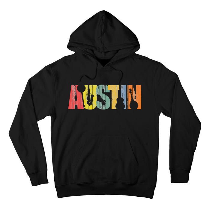 Austin Texas Distressed Vintage Musical Instrument Tall Hoodie