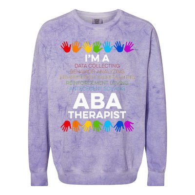 ABA Therapist Data Behavior Analyst Autism Therapy Colorblast Crewneck Sweatshirt