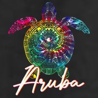 Aruba Tie Dye Sea Turtle Matching Family Vacation 7 Panel Mesh Trucker Snapback Hat