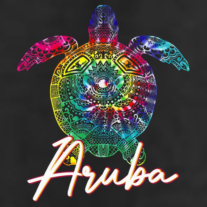 Aruba Tie Dye Sea Turtle Matching Family Vacation 7 Panel Mesh Trucker Snapback Hat