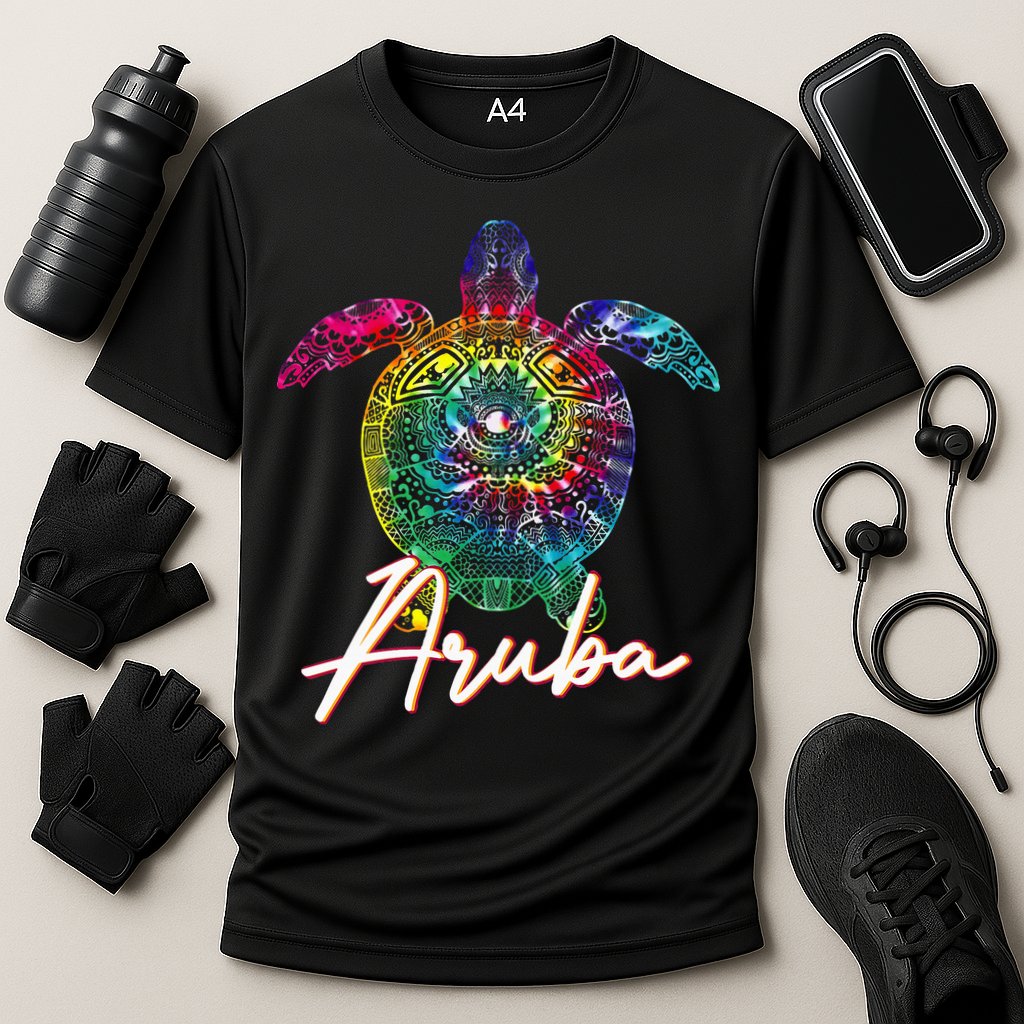Aruba Tie Dye Sea Turtle Matching Family Vacation Cooling Performance Crew T-Shirt