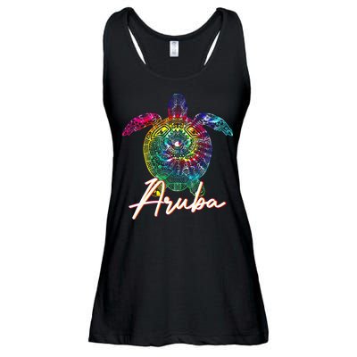 Aruba Tie Dye Sea Turtle Matching Family Vacation Ladies Essential Flowy Tank