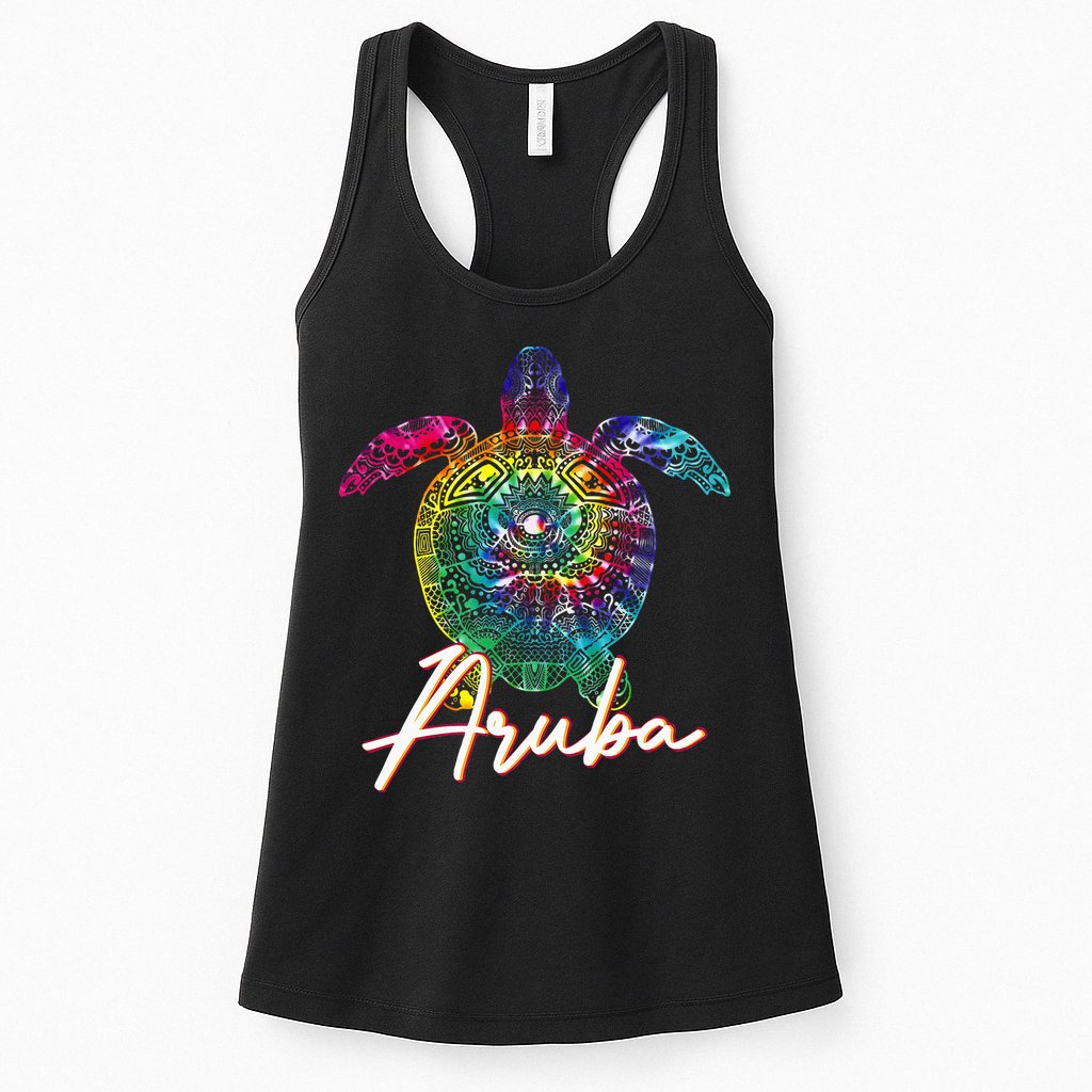 Aruba Tie Dye Sea Turtle Matching Family Vacation Womens Tank Top