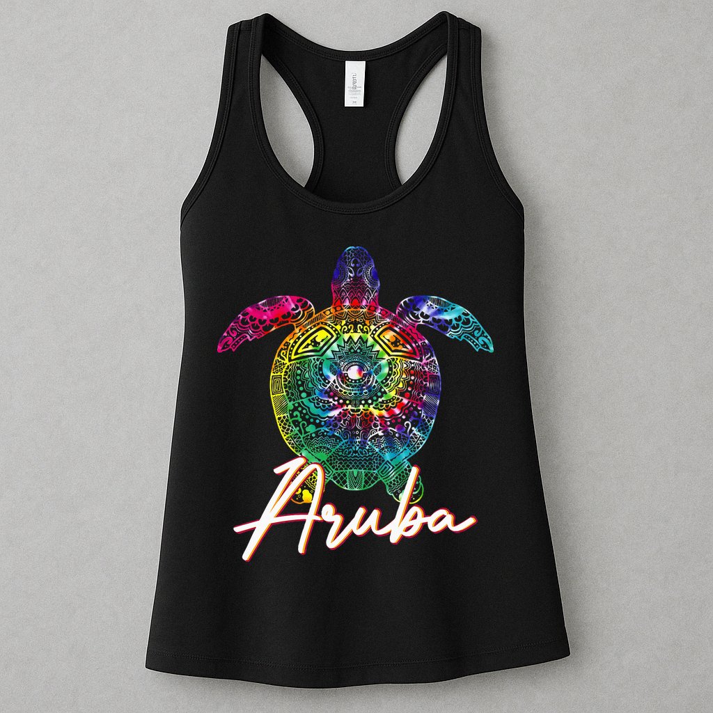 Aruba Tie Dye Sea Turtle Matching Family Vacation Womens Tank Top