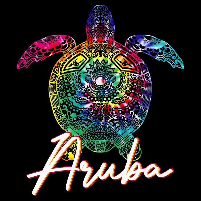 Aruba Tie Dye Sea Turtle Matching Family Vacation Womens Tank Top