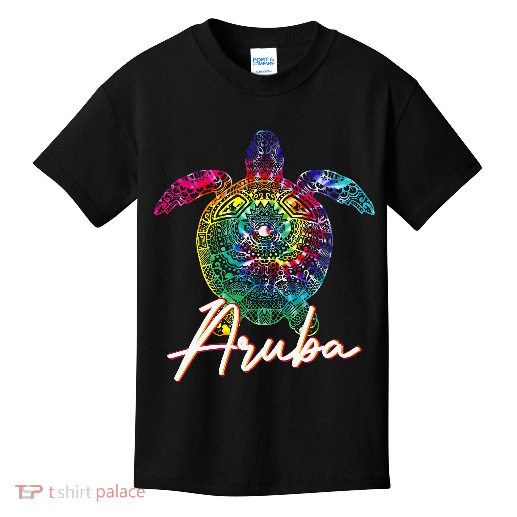 Aruba Tie Dye Sea Turtle Matching Family Vacation Kids T-Shirt