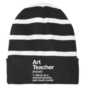 Art Teacher Definition Funny Back To School First Day Of School Striped Beanie with Solid Band