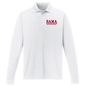 Alabama Throwback Design Classic Performance Long Sleeve Polo