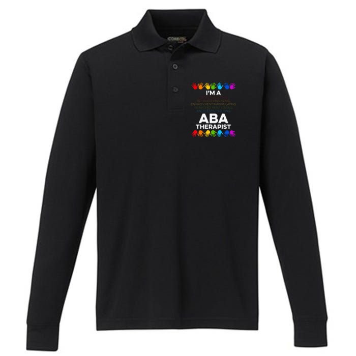 ABA Therapist Data Behavior Analyst Autism Therapy Performance Long Sleeve Polo