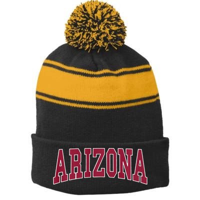 Arizona Throwback Design Classic Stripe Pom Pom Beanie