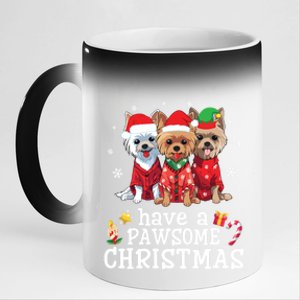 Australian Terrier Dogs Merry Day Have A Pawsome Christmas Gift 11oz Black Color Changing Mug