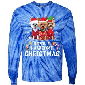 Australian Terrier Dogs Merry Day Have A Pawsome Christmas Gift Tie-Dye Long Sleeve Shirt