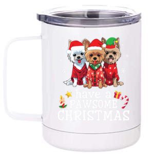 Australian Terrier Dogs Merry Day Have A Pawsome Christmas Gift 12 oz Stainless Steel Tumbler Cup