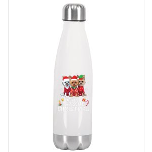 Australian Terrier Dogs Merry Day Have A Pawsome Christmas Gift Stainless Steel Insulated Water Bottle