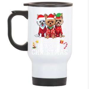 Australian Terrier Dogs Merry Day Have A Pawsome Christmas Gift Stainless Steel Travel Mug