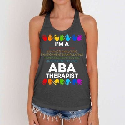 ABA Therapist Data Behavior Analyst Autism Therapy Women's Knotted Racerback Tank