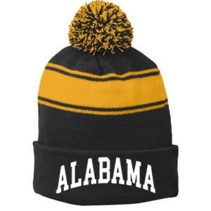 Alabama Throwback Design Classic Stripe Pom Pom Beanie