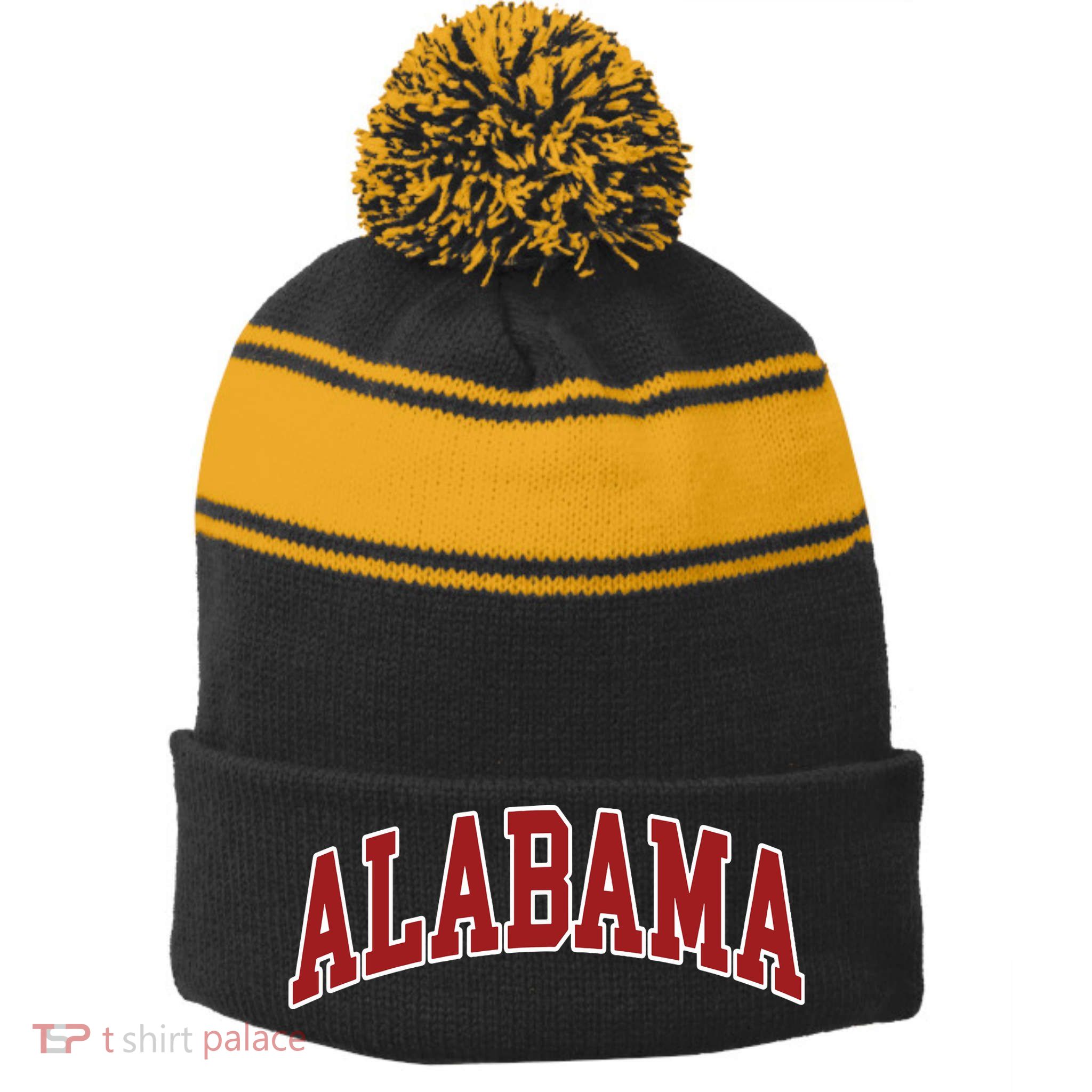 Alabama Throwback Design Print Classic Stripe Pom Pom Beanie