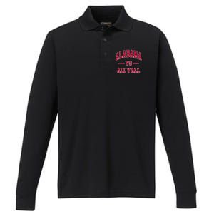 Alabama Throwback Design Classic Performance Long Sleeve Polo