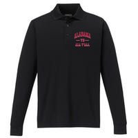 Alabama Throwback Design Classic Performance Long Sleeve Polo