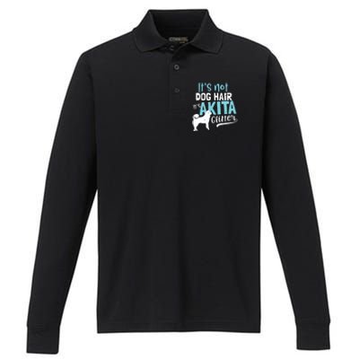 Akita T Design Not Dog Hair Its Gift Performance Long Sleeve Polo