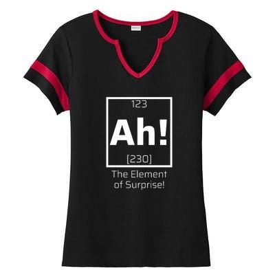 Ah! The Element Of Surprise! Funny Science Lover Ladies Halftime Notch Neck Tee