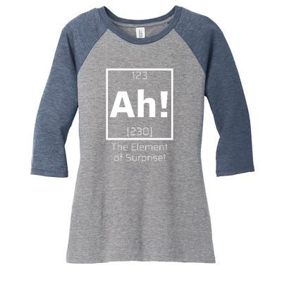 Ah! The Element Of Surprise! Funny Science Lover Women's Tri-Blend 3/4-Sleeve Raglan Shirt