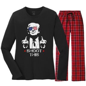 Assassinate This Endorse President Trump Proudly Women's Long Sleeve Flannel Pajama Set 