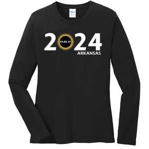 Arkansas Totality Eclipse Total Solar Eclipse 2024 Totality Eclipse 2024 Ladies Long Sleeve Shirt