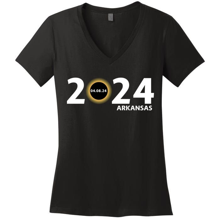 Arkansas Totality Eclipse Total Solar Eclipse 2024 Totality Eclipse 2024 Women's V-Neck T-Shirt