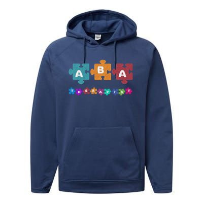 Aba Therapist Educate Behavior Analyst Autism Therapy Rbt Gift Performance Fleece Hoodie