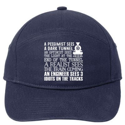 A Train Engineer And 3 Idiots Funny Joke 7-Panel Snapback Hat