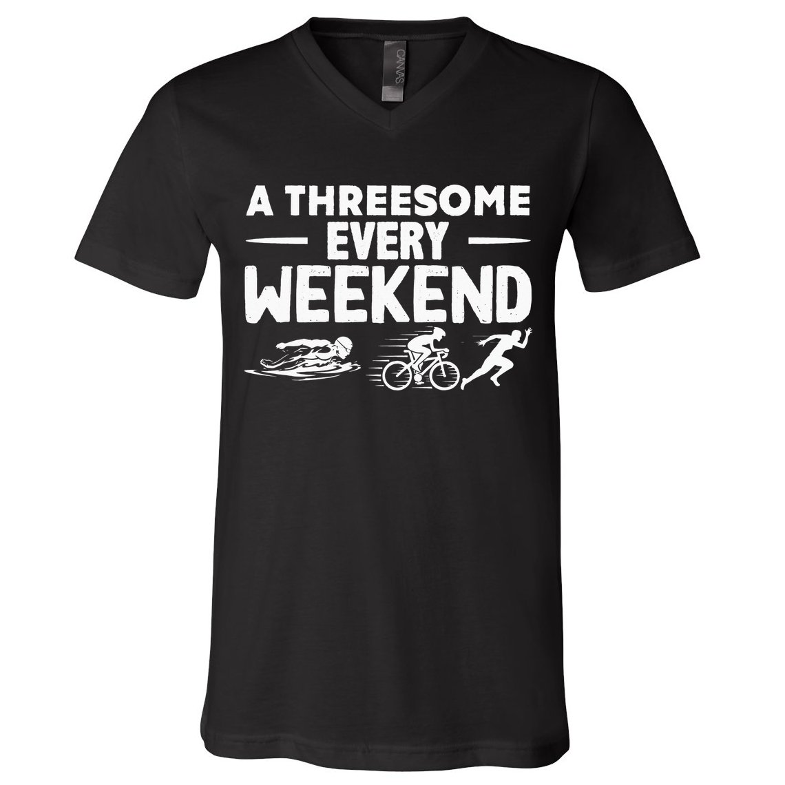 A Threesome Every Weekend Sport Marathon Triathlon V-Neck T-Shirt