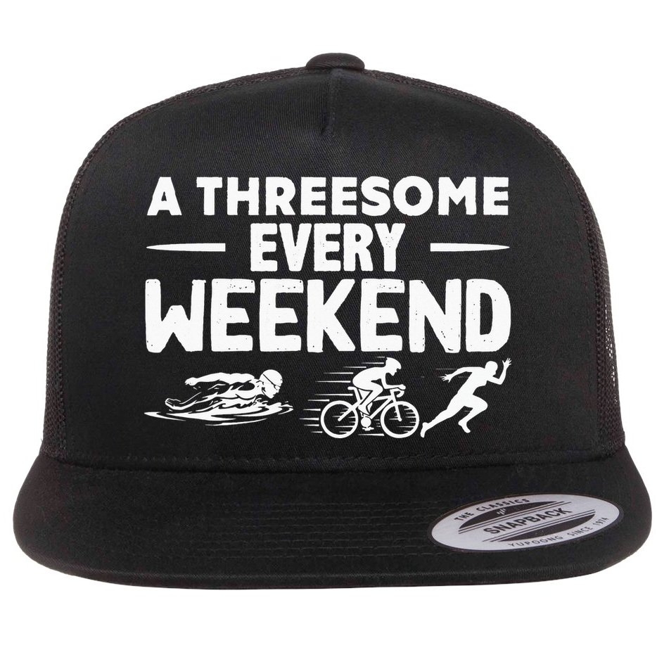 A Threesome Every Weekend Sport Marathon Triathlon Flat Bill Trucker Hat