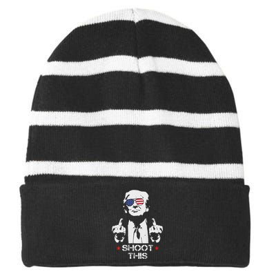 Assassinate This Endorse President Trump Proudly Striped Beanie with Solid Band