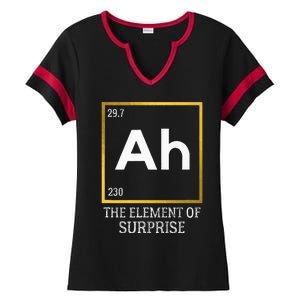 Ah The Element Of Surprise Chemistry Science Humor Ladies Halftime Notch Neck Tee