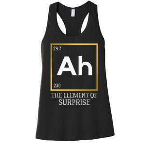 Ah The Element Of Surprise Chemistry Science Humor Women's Racerback Tank