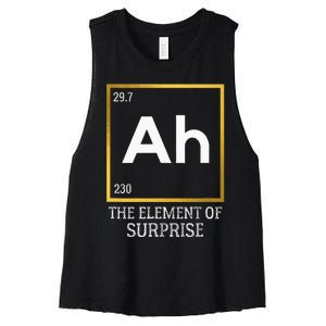 Ah The Element Of Surprise Chemistry Science Humor Women's Racerback Cropped Tank