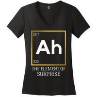 Ah The Element Of Surprise Chemistry Science Humor Women's V-Neck T-Shirt