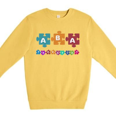 ABA Therapist Educate Behavior Analyst Autism Therapy RBT Premium Crewneck Sweatshirt