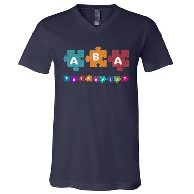 ABA Therapist Educate Behavior Analyst Autism Therapy RBT V-Neck T-Shirt