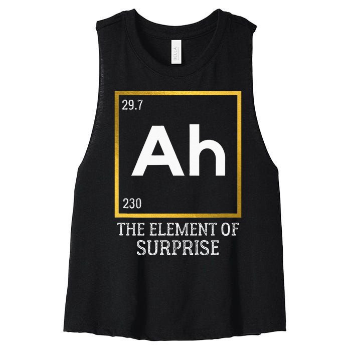 Ah The Element Of Surprise Chemistry Science Humor Women's Racerback Cropped Tank