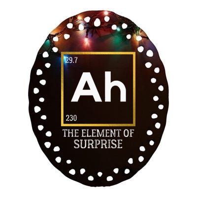 Ah The Element Of Surprise Chemistry Science Humor Ceramic Oval Ornament